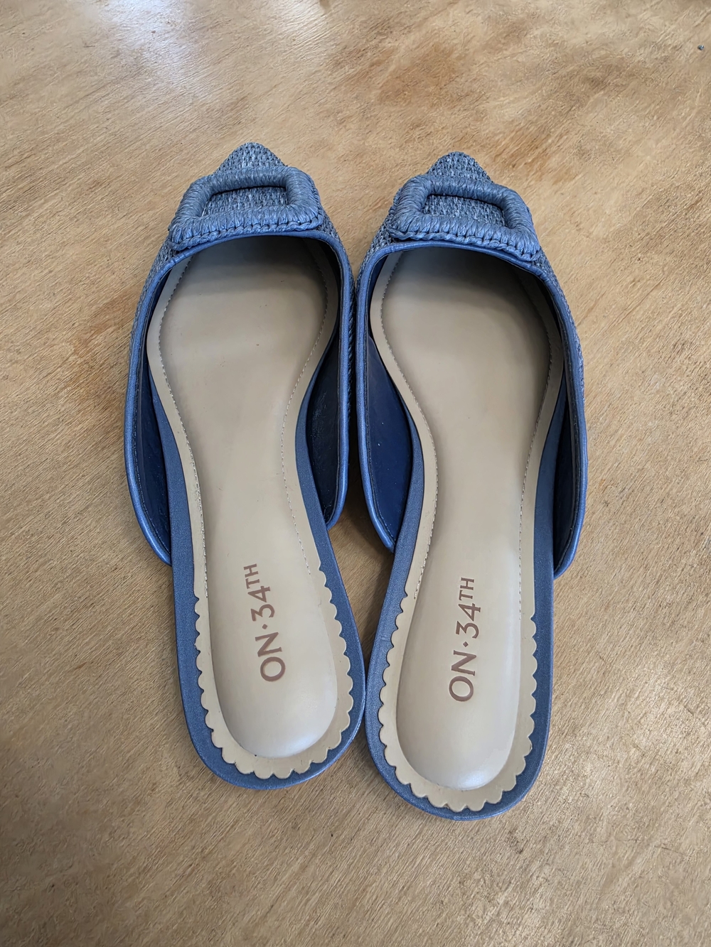 ON 34th Women’s Blue Woven Pointed-Toe Mules - Picture 2 of 4